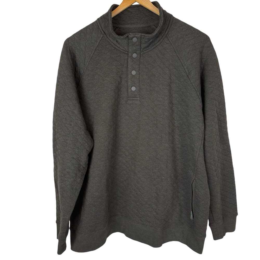 Eddie Bauer Quilted Jersey Knit Pullover Snap Henley Sweatshirt